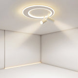 Modern 18 Inch LED Round Flush Mount Ceiling Light with Two Adjustable Dual Spotlights