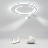 Modern 18 Inch LED Round Flush Mount Ceiling Light with Two Adjustable Dual Spotlights
