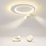 Modern 18 Inch LED Round Flush Mount Ceiling Light with Two Adjustable Dual Spotlights