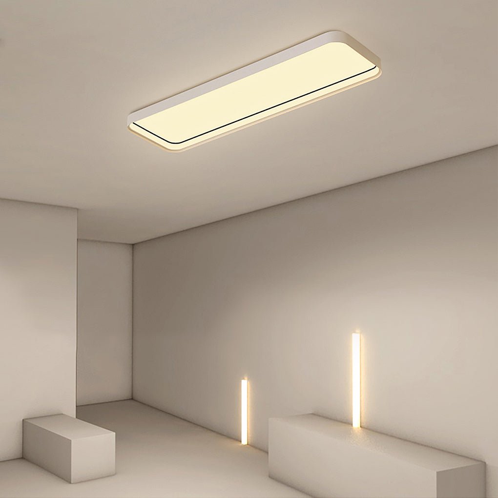 Modern 18 Inch Rectangular LED Flush Mount Ceiling Light with Remote Control for Kitchen Hallway