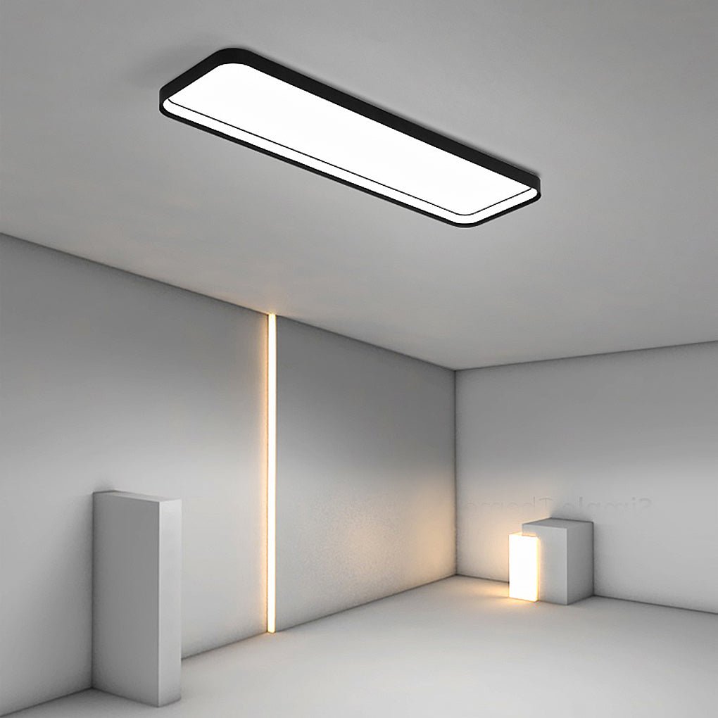 Modern 18 Inch Rectangular LED Flush Mount Ceiling Light with Remote Control for Kitchen Hallway