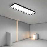 Modern 18 Inch Rectangular LED Flush Mount Ceiling Light with Remote Control for Kitchen Hallway
