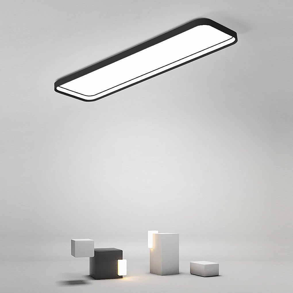 Modern 18 Inch Rectangular LED Flush Mount Ceiling Light with Remote Control for Kitchen Hallway