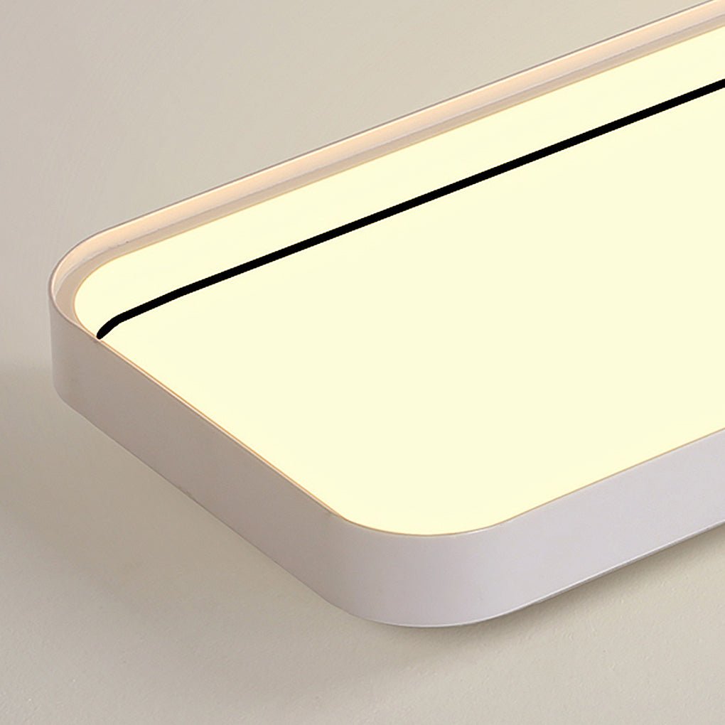Modern 18 Inch Rectangular LED Flush Mount Ceiling Light with Remote Control for Kitchen Hallway