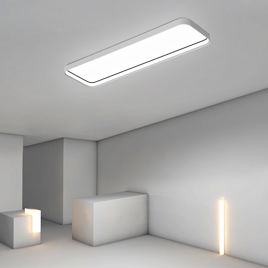 Modern 18 Inch Rectangular LED Flush Mount Ceiling Light with Remote Control for Kitchen Hallway