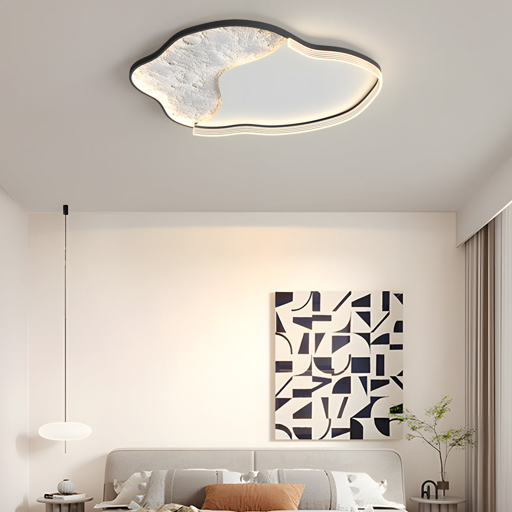 Modern Moon Texture LED Ceiling Light 3 Step Dimming Geometric Flush Mount Lamp