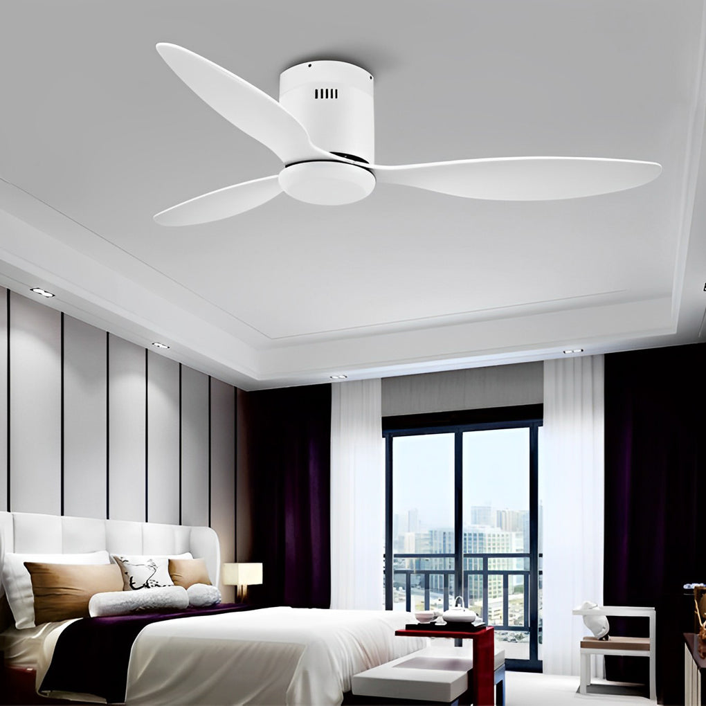 Modern 52 Inch Ceiling Fan with Dimmable LED Light and Remote 3 Blade Silent Motor Flush Mount