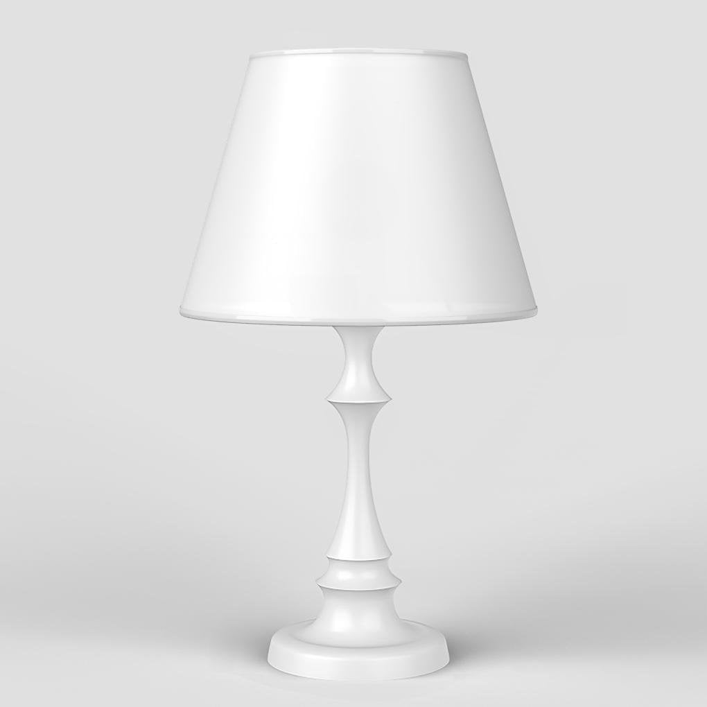 19 Inch Modern French Chess Table Lamp with White PMMA Base and Linen Drum Shade