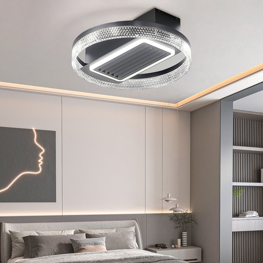 Nordic 19.7 Inch Low Profile Bladeless Ceiling Fan with Dimmable LED Light and 6 Speed Remote Control
