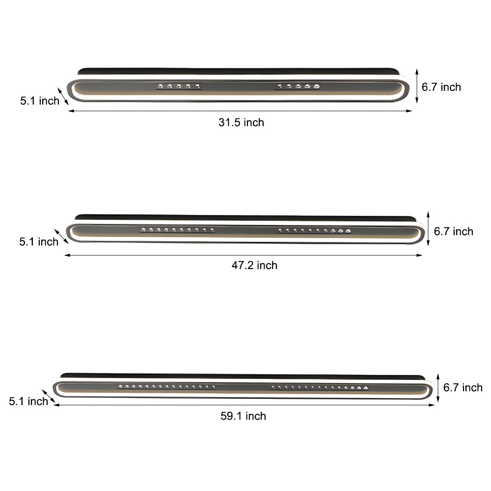 Modern Rounded Rectangular Flush Mount Ceiling Light with 3 Step Color Temperature