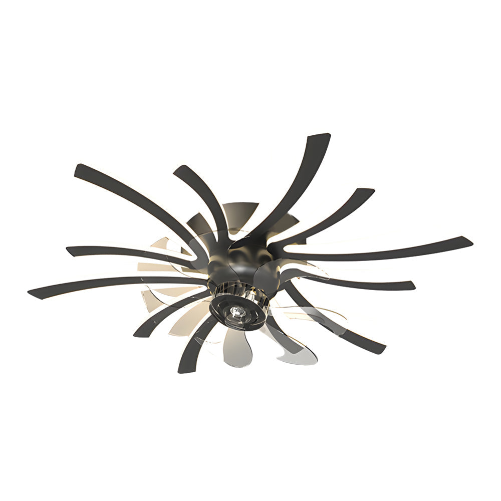 Modern Floral Acrylic Ceiling Fan with Three Step Dimming Light for Bedroom and Dining Room