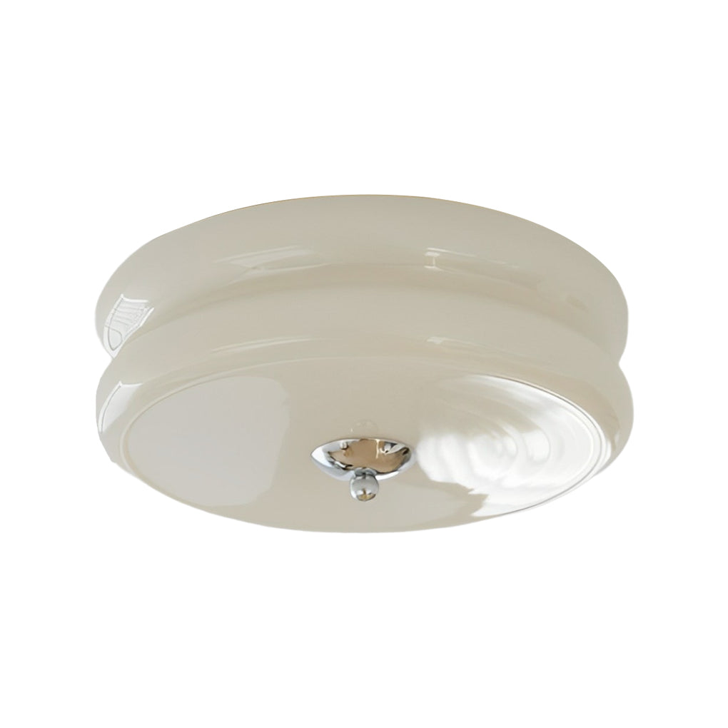 Modern Nordic Round Glass Drum LED Ceiling Light Fixture with Three Step Dimming Control
