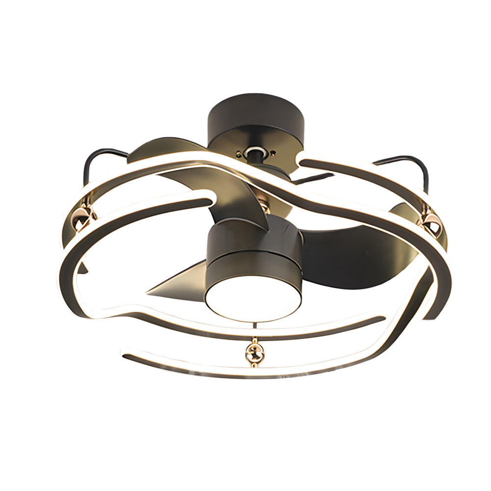 24 Inch Modern Flush Mount Ceiling Fan with Dimmable LED Light and Remote Control