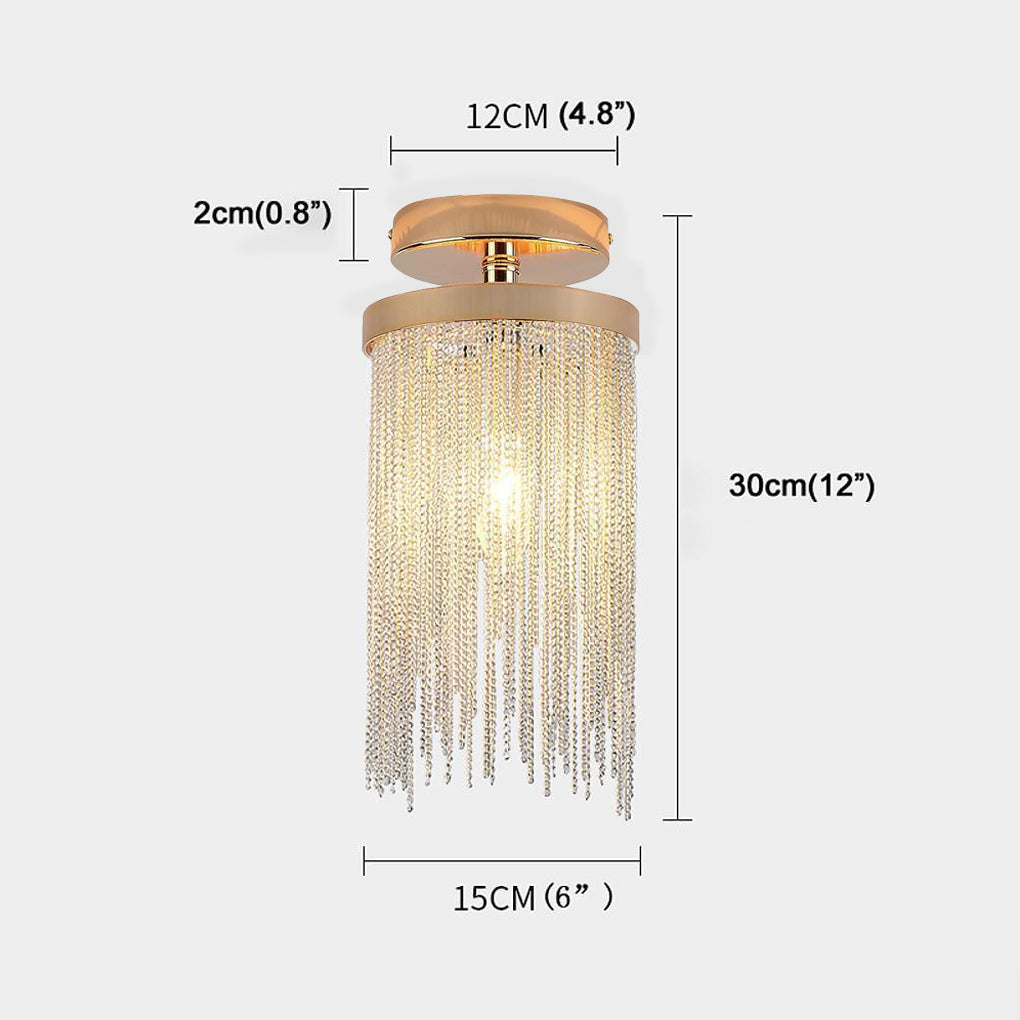 Modern Farmhouse Tassel Metal Semi Flush Mount Ceiling Light for Bedroom Hallway and Entryway Decor