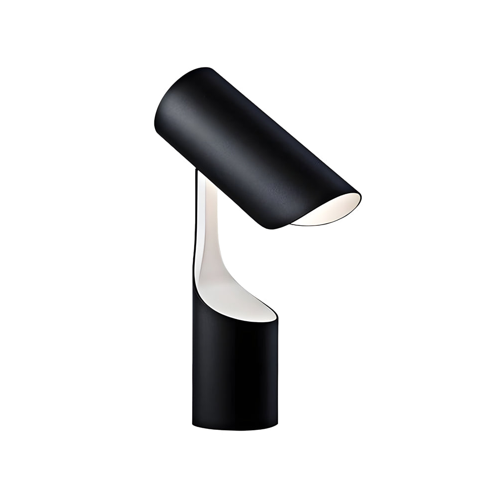 Modern Matte Black LED Desk Lamp with Adjustable Cylindrical Shade for Office and Workspace