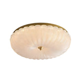 Elegant Copper Glass Petal LED Flush Mount Ceiling Lamp with 3 Step Dimming