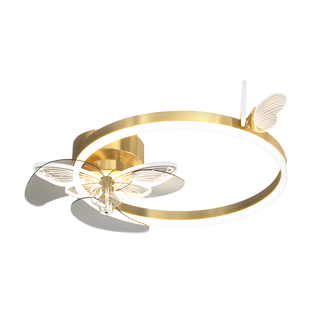 Modern Acrylic Butterfly Ring LED Ceiling Fan with 3 Step Dimming Mute Motor