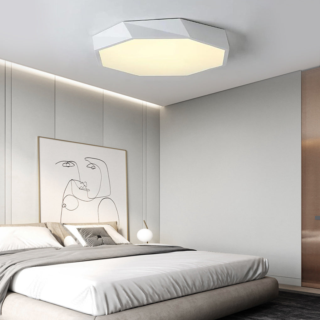 Modern Geometric LED Flush Mount Ceiling Light for Bedroom and Kitchen Dimmable Fixture
