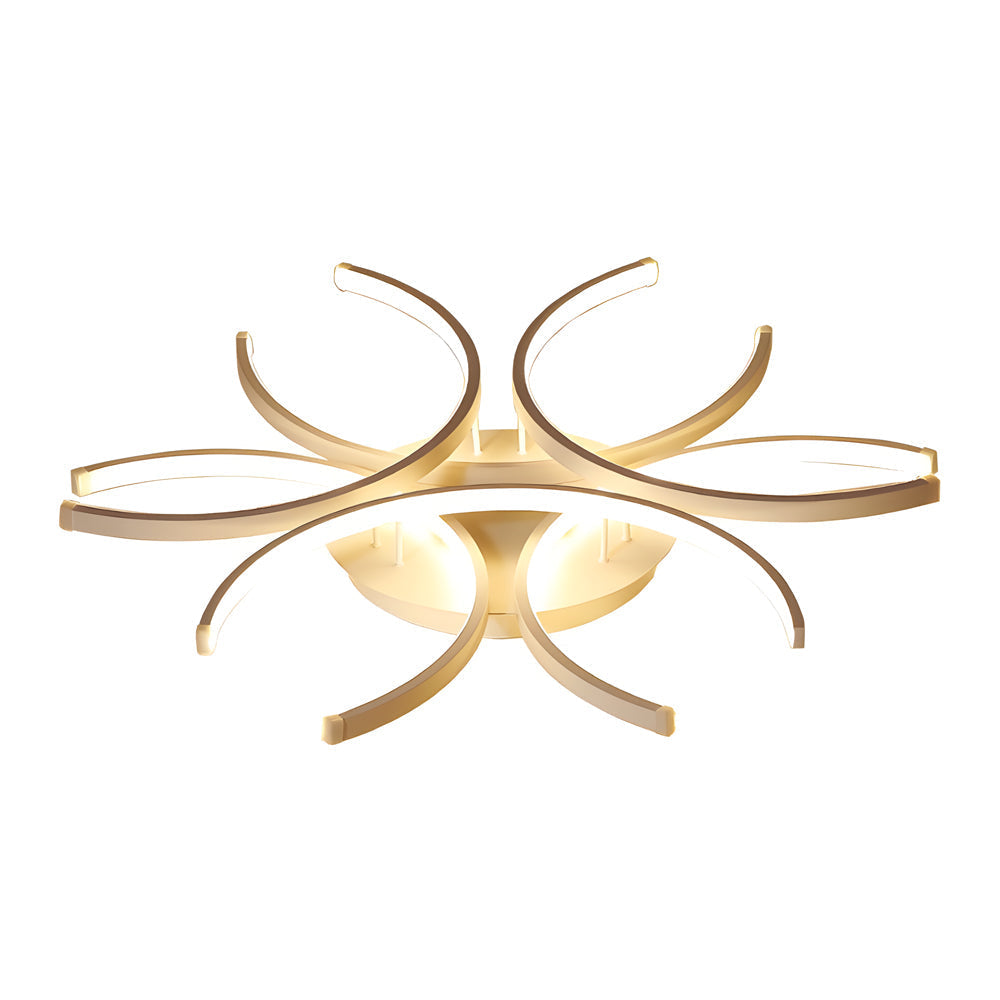 Modern Semi Circle Flower LED Ceiling Light Dimmable White Aluminum Flush Mount Fixture