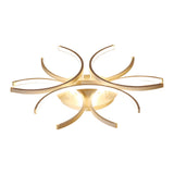 Modern Semi Circle Flower LED Ceiling Light Dimmable White Aluminum Flush Mount Fixture