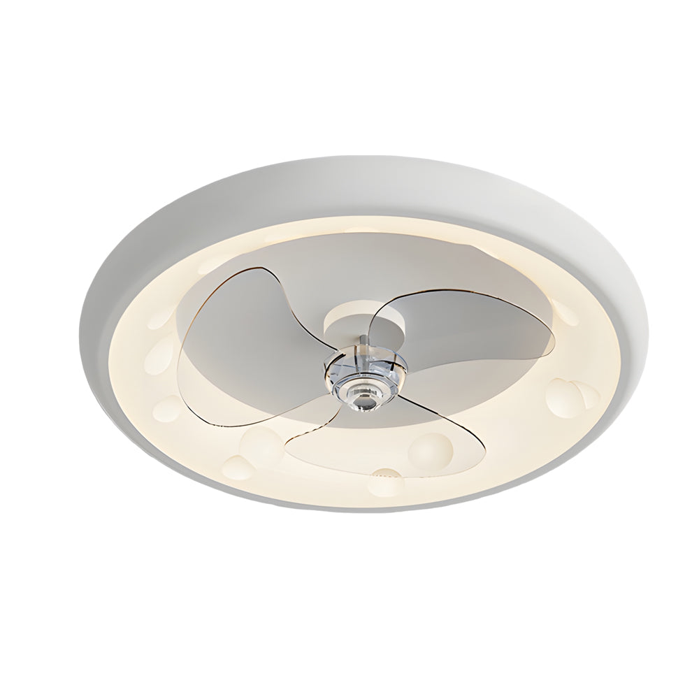 Modern Flush Mount LED Ceiling Fan with Remote 4 Speed Quiet Motor and Dimmable 3 Blade Lamp