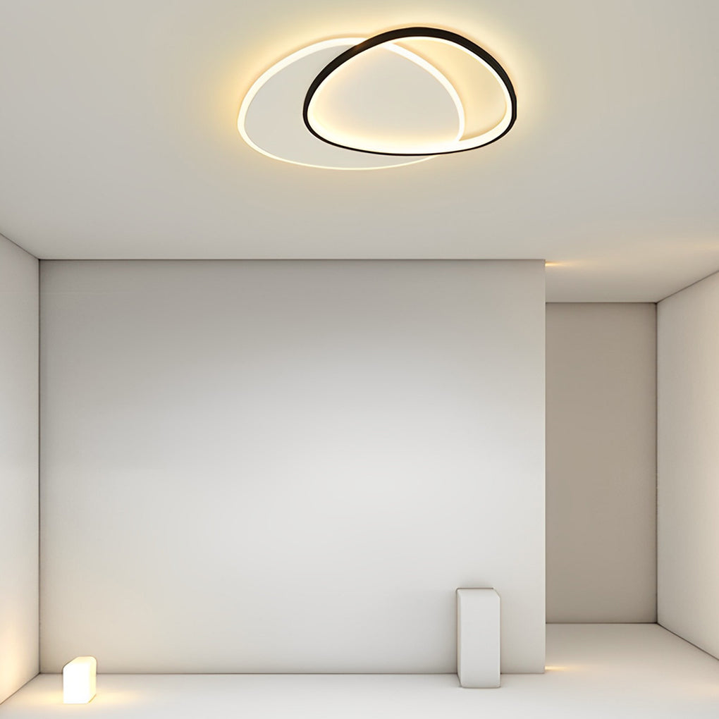 Modern Minimalist Round LED Ceiling Light Fixture for Bedroom and Living Room in Black and White