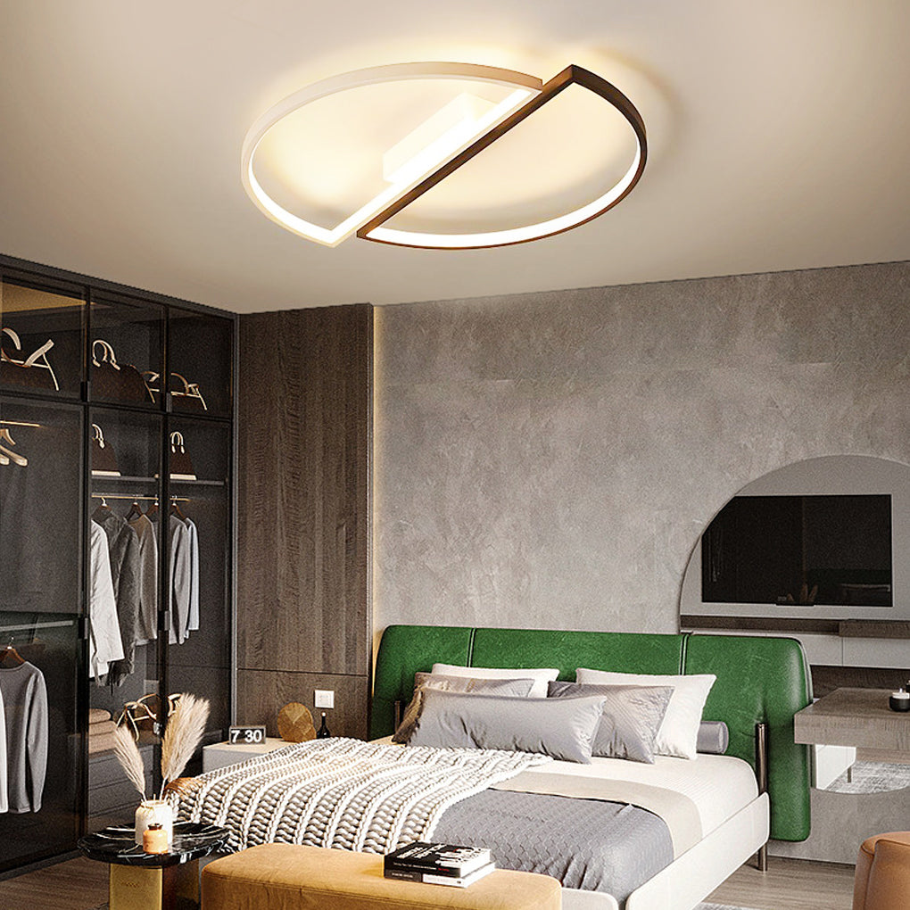 Modern Semi Circle LED Flush Mount Ceiling Light Dimmable Geometric Lighting for Bedrooms and Living Rooms