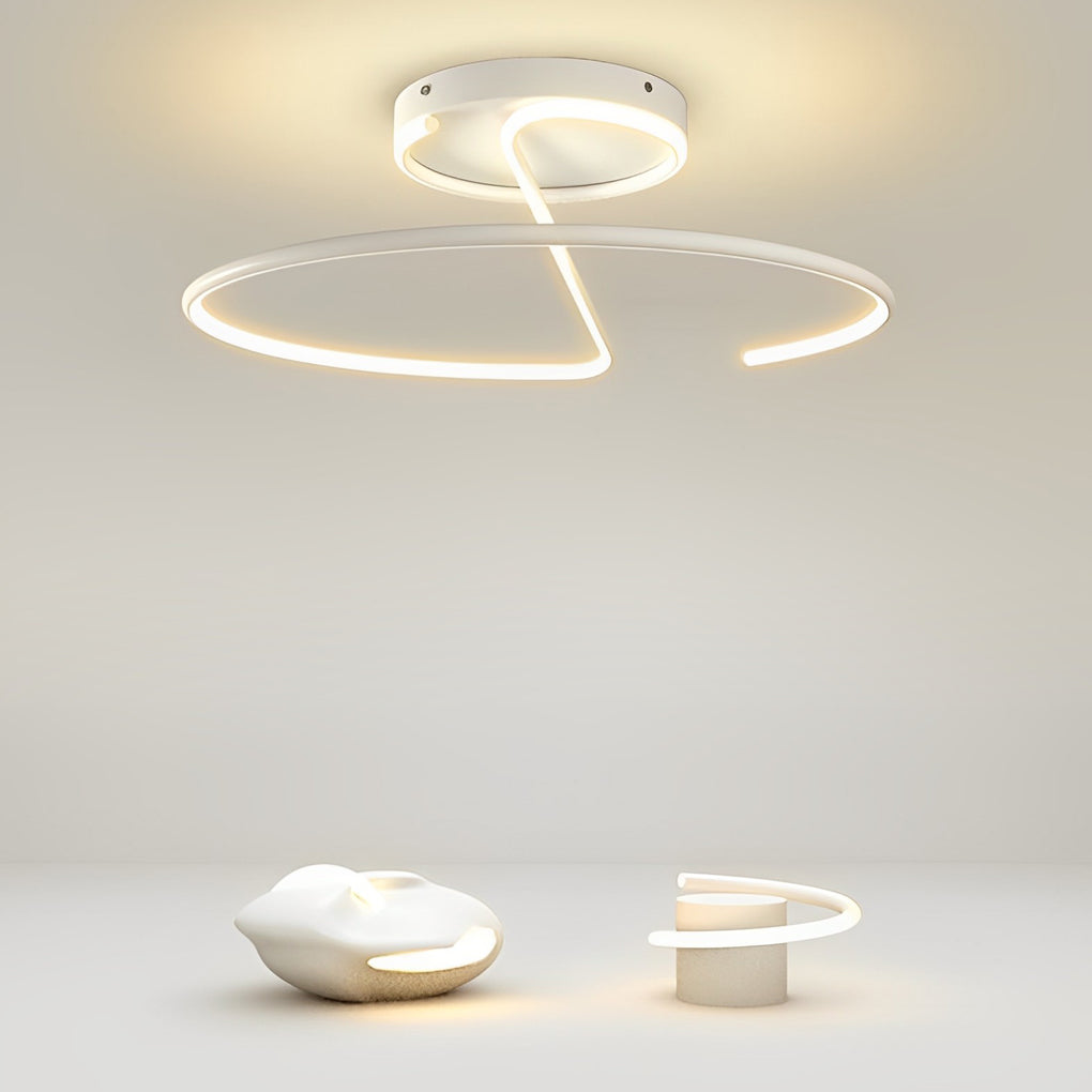 Modern 16 Inch Wire Inspired Round LED Semi Flush Mount Ceiling Light in Black or White