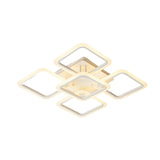 Modern Square Geometric LED Flush Mount Ceiling Light with Remote Control Stepless Dimming