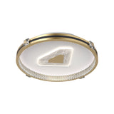Geometric Circular LED Flush Mount Ceiling Light with Crystal Accents and 3 Step Dimming