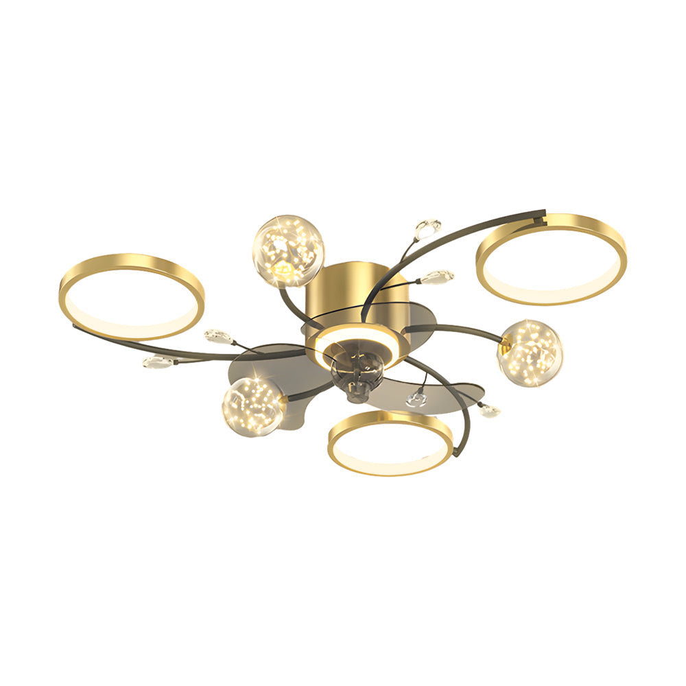 Modern Star Ball LED Ceiling Fan with Three Step Dimming Flush Mount Light Fixture