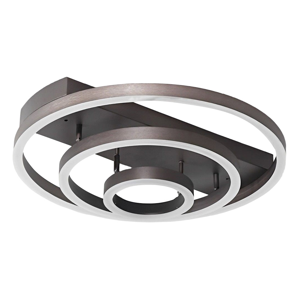 Modern Coffee Circular Tiered LED Flush Mount Ceiling Light for Living Room and Bedroom