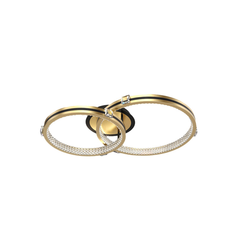 Modern Brushed Gold Circular Multi Ring LED Ceiling Light Fixture with 3 Step Color Dimming