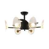 31 Inch Modern Black Round Flush Mount Ceiling Fan with LED Light and Remote Control for Living Room