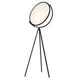 Modern Black Tripod Floor Lamp with Rotating LED Disc and Acrylic Diffuser for Bedroom and Living Room