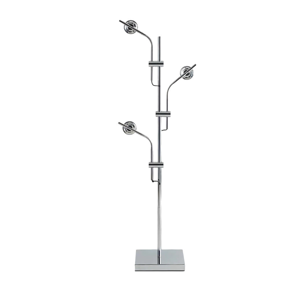 Industrial Chrome Standing Floor Lamp with Multi Head Adjustable Task Lighting for Living Room