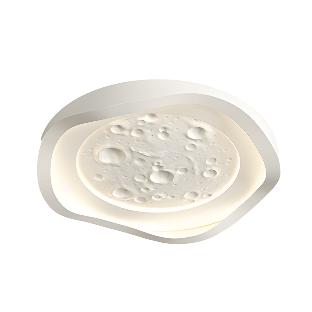 Modern Geometric Lunar White Resin LED Flush Mount Wave Ceiling Light Fixture