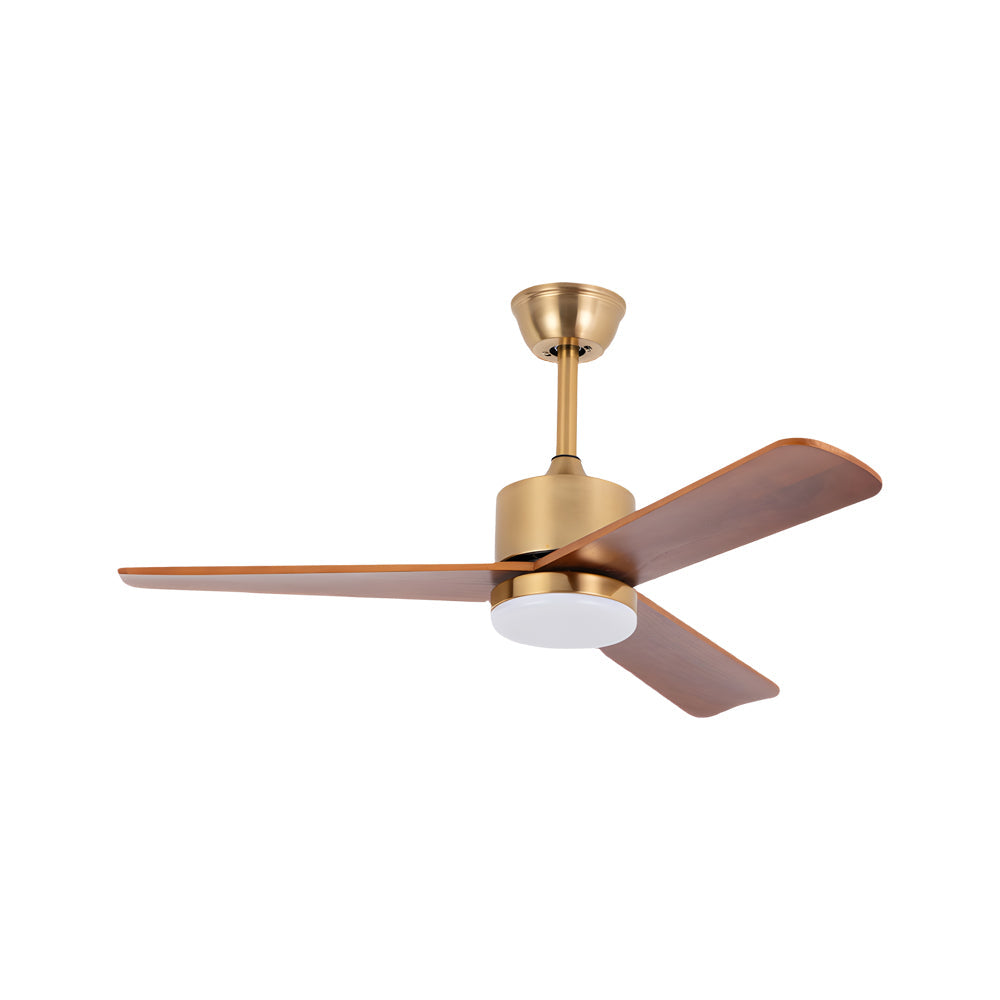 Modern 3 Blade Solid Walnut Wood Ceiling Fan with LED Light and 6 Speed Remote Control