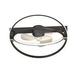 Modern 2 Ring LED Flush Mount Ceiling Fan with 3 Step Dimming for Bedroom Kitchen