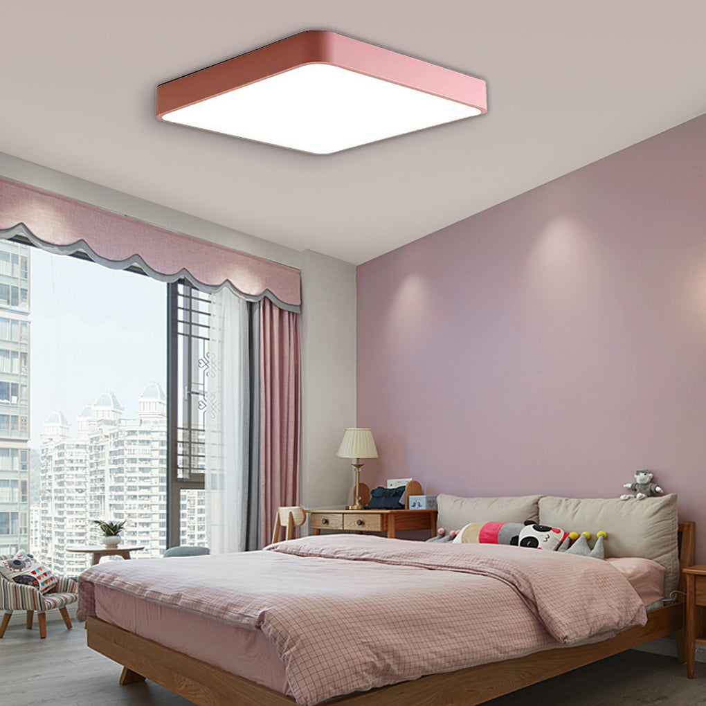 Minimalist Square LED Flush Mount Ceiling Light Modern PVC Metal Fixture for Bedrooms