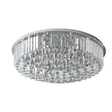 Modern Round Crystal LED Ceiling Lamp with 3 Color Dimming Stainless Steel Flush Mount Fixture