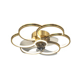 Modern Flower Shaped Silent LED Ceiling Fan with 3 Color Dimming Light