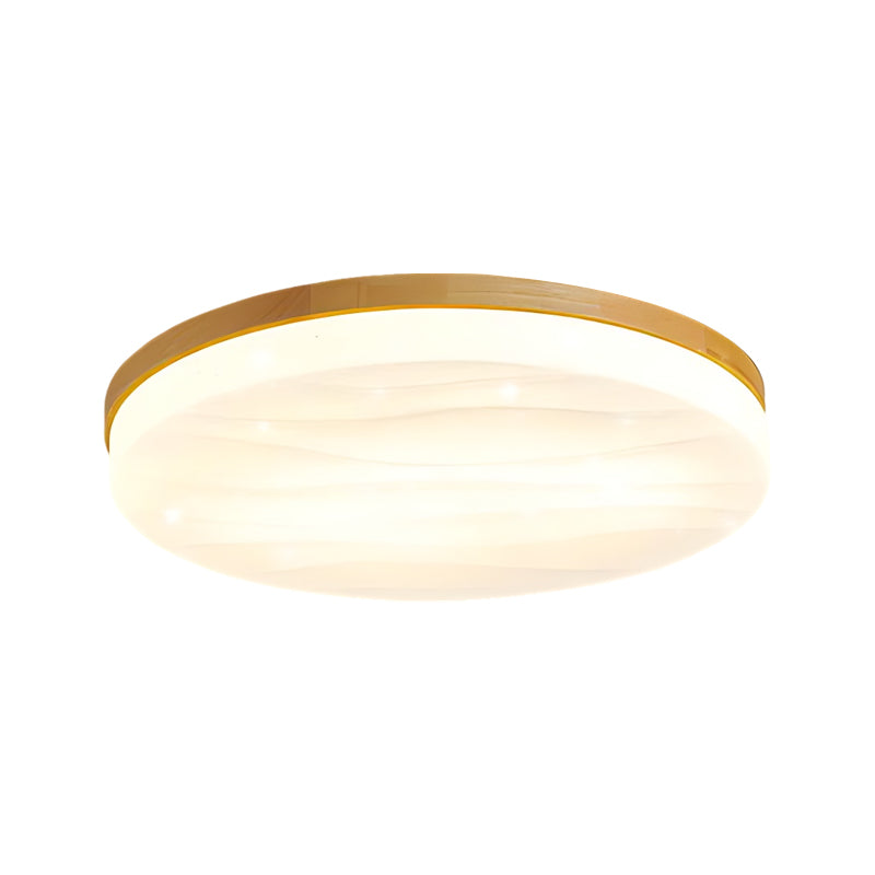Minimalist Modern Wood LED Flush Mount Ceiling Lamp with 3 Color Dimming Modes