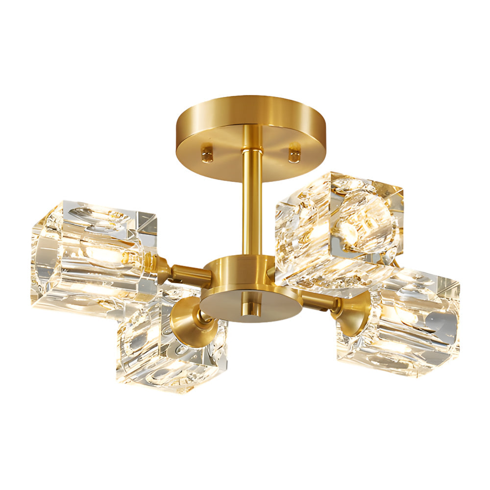 Modern Copper Crystal Ceiling Light Fixture with 180 Degree Adjustable Multi Light Shades