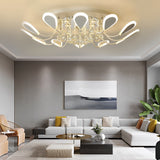 Modern Flower Petal Dimmable LED Crystal Flush Mount Ceiling Lamp