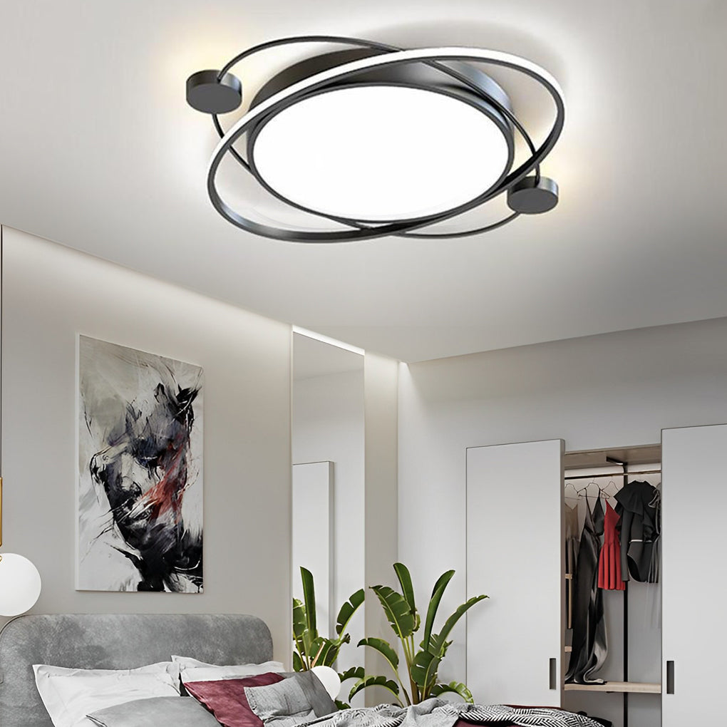 Modern Nordic Circular LED Flush Mount Ceiling Light Dimmable Metal Lamp for Living Room