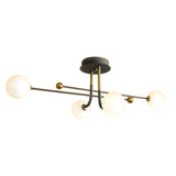 Modern Sputnik Globe Semi Flush Mount Ceiling Light with Milky White Glass Shades