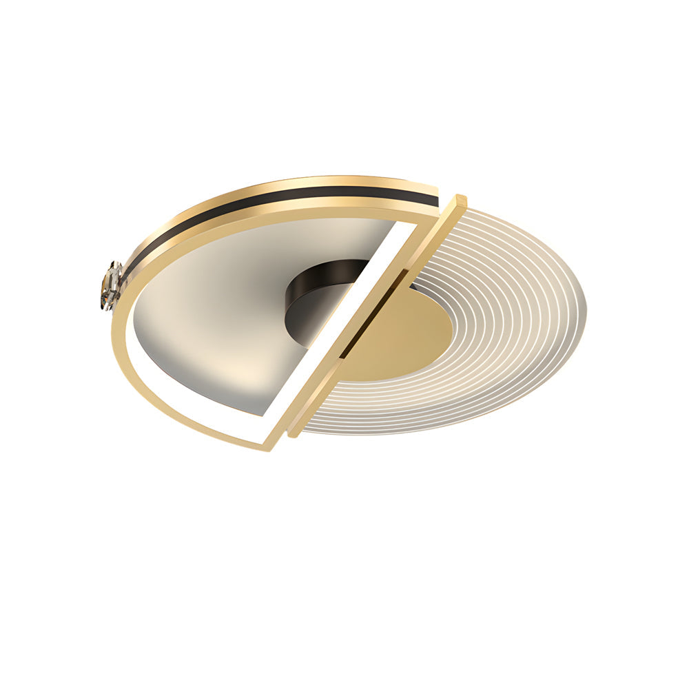 Modern Gold Round LED Ceiling Light with Three Step Dimming for Bedroom and Study