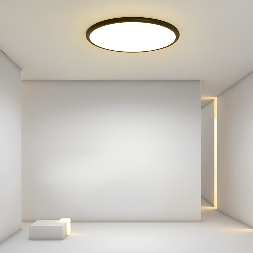 Modern 16 Inch LED Geometric Circle Flush Mount Ceiling Light in Black and White Finish