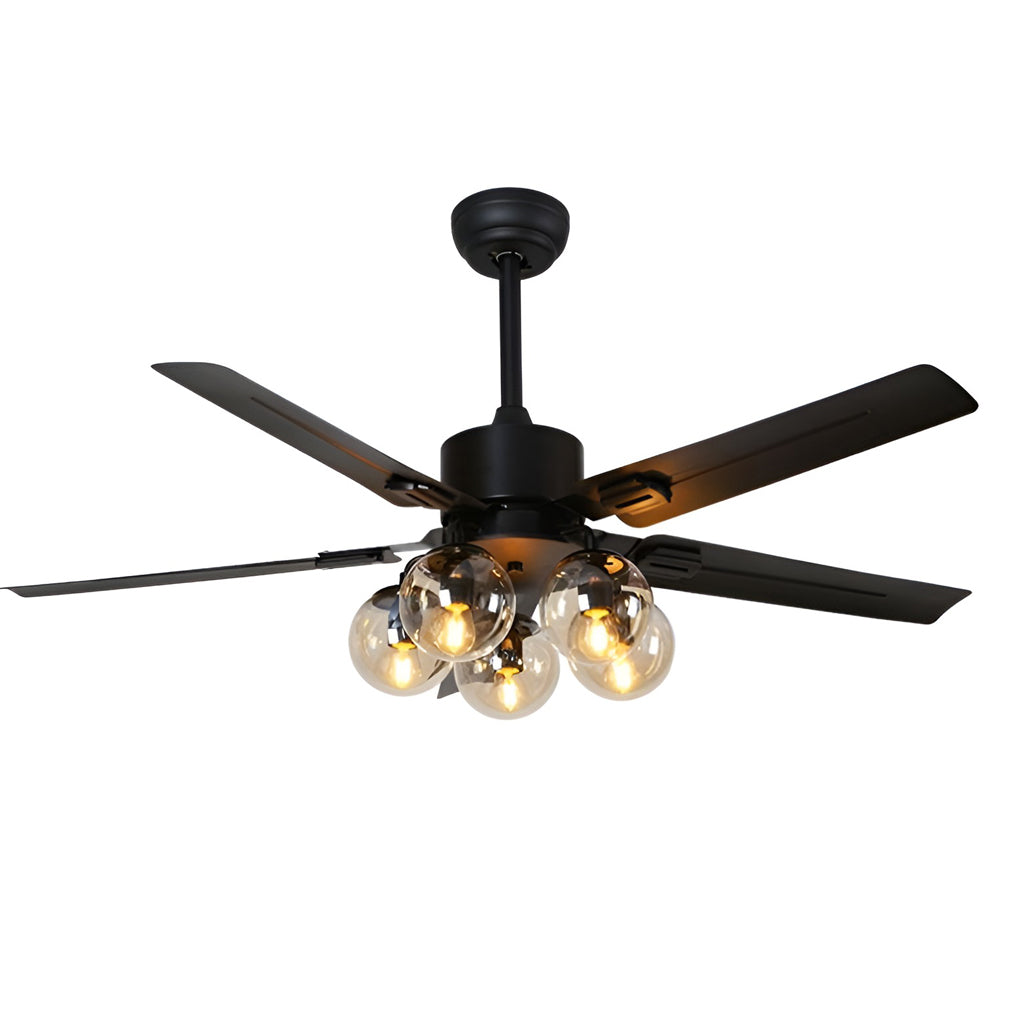 Modern 42 Inch Silent Nordic Flush Mount Ceiling Fan with 5 Lights and Remote Control